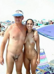Nudists couples at the beach