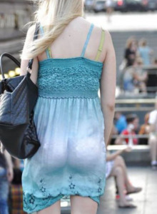 Candid girls in see-through dresses
