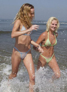 Two teen gf's in see-through bikini