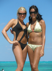 Two sexy bikini gf's on the beach
