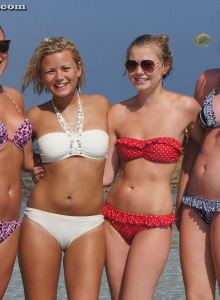 Sexy Rebecca and girlfriends in the sea in sexy bikinis