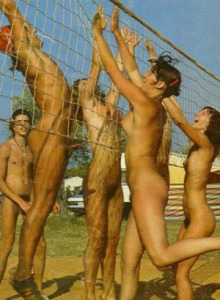 Nature nudists volleyball