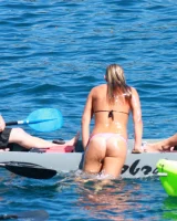 Exciting candid blonde ass in pink micro bikini