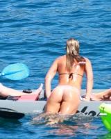 Exciting candid blonde ass in pink micro bikini