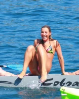 Exciting candid blonde ass in pink micro bikini