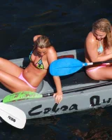 Exciting candid blonde ass in pink micro bikini