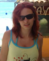 Topless puffy nipples redhead gf Susy is in bikini on the beach
