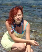 Topless puffy nipples redhead gf Susy is in bikini on the beach