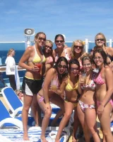 Lizzie and her bikini girlfriends going crazy and topless