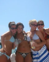 Lizzie and her bikini girlfriends going crazy and topless