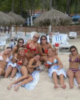 Lizzie and her bikini girlfriends going crazy and topless