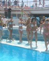 Lizzie and her bikini girlfriends going crazy and topless