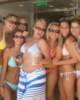 Lizzie and her bikini girlfriends going crazy and topless