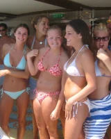 Lizzie and her bikini girlfriends going crazy and topless