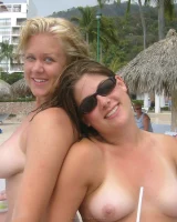 Lizzie and her bikini girlfriends going crazy and topless