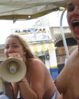 Lizzie and her bikini girlfriends going crazy and topless
