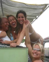 Lizzie and her bikini girlfriends going crazy and topless