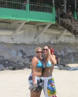 Lizzie and her bikini girlfriends going crazy and topless