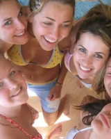 Lizzie and her bikini girlfriends going crazy and topless