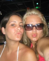 Lizzie and her bikini girlfriends going crazy and topless